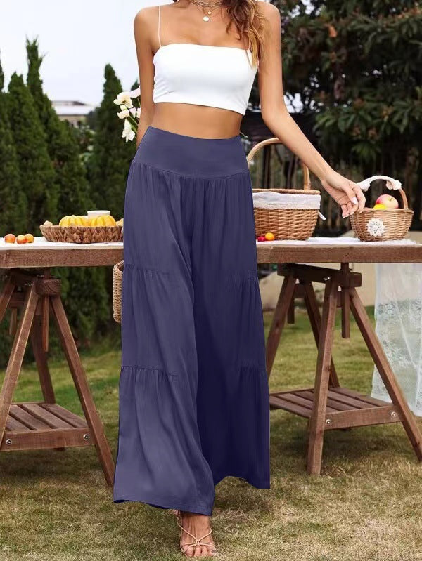 Damen Weite Sommerhose mit luftiger Schnittführung und elastischem Bund Drune