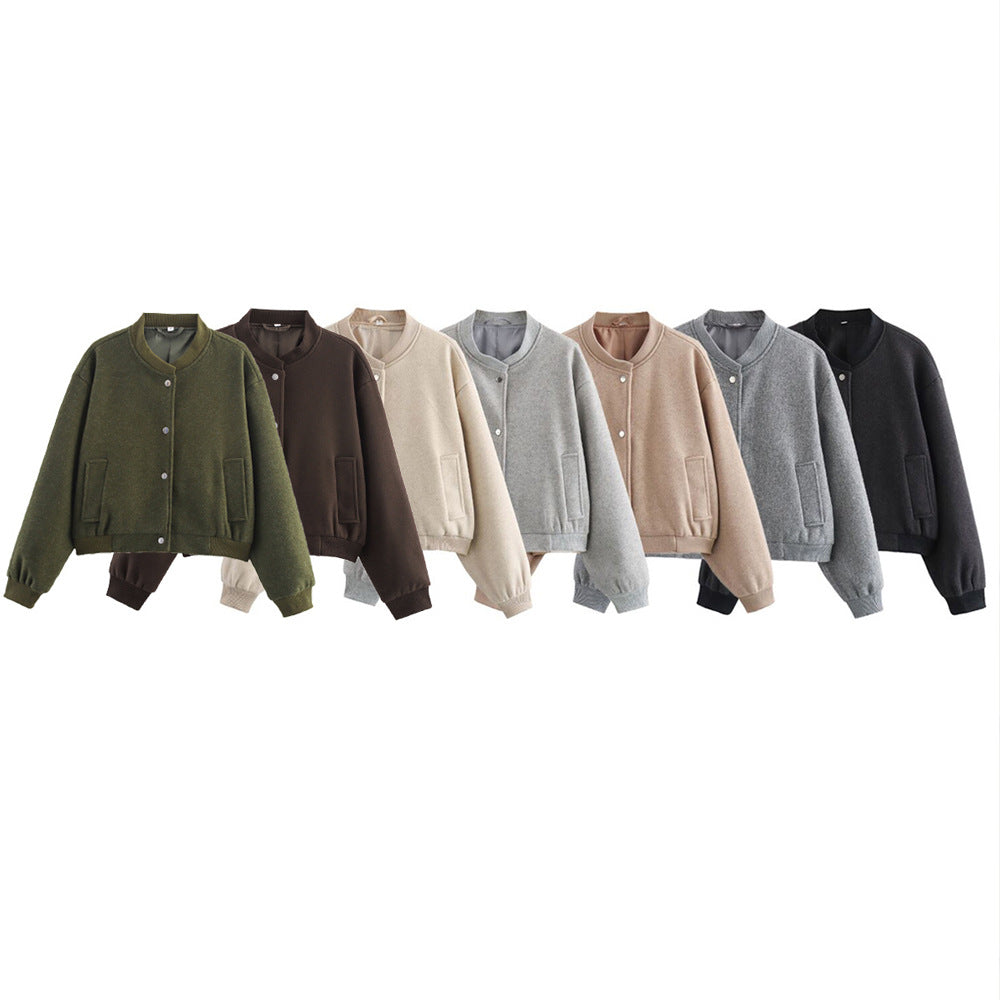 Damen lässige Oversize-Jacke mit Knopfverschluss Drune