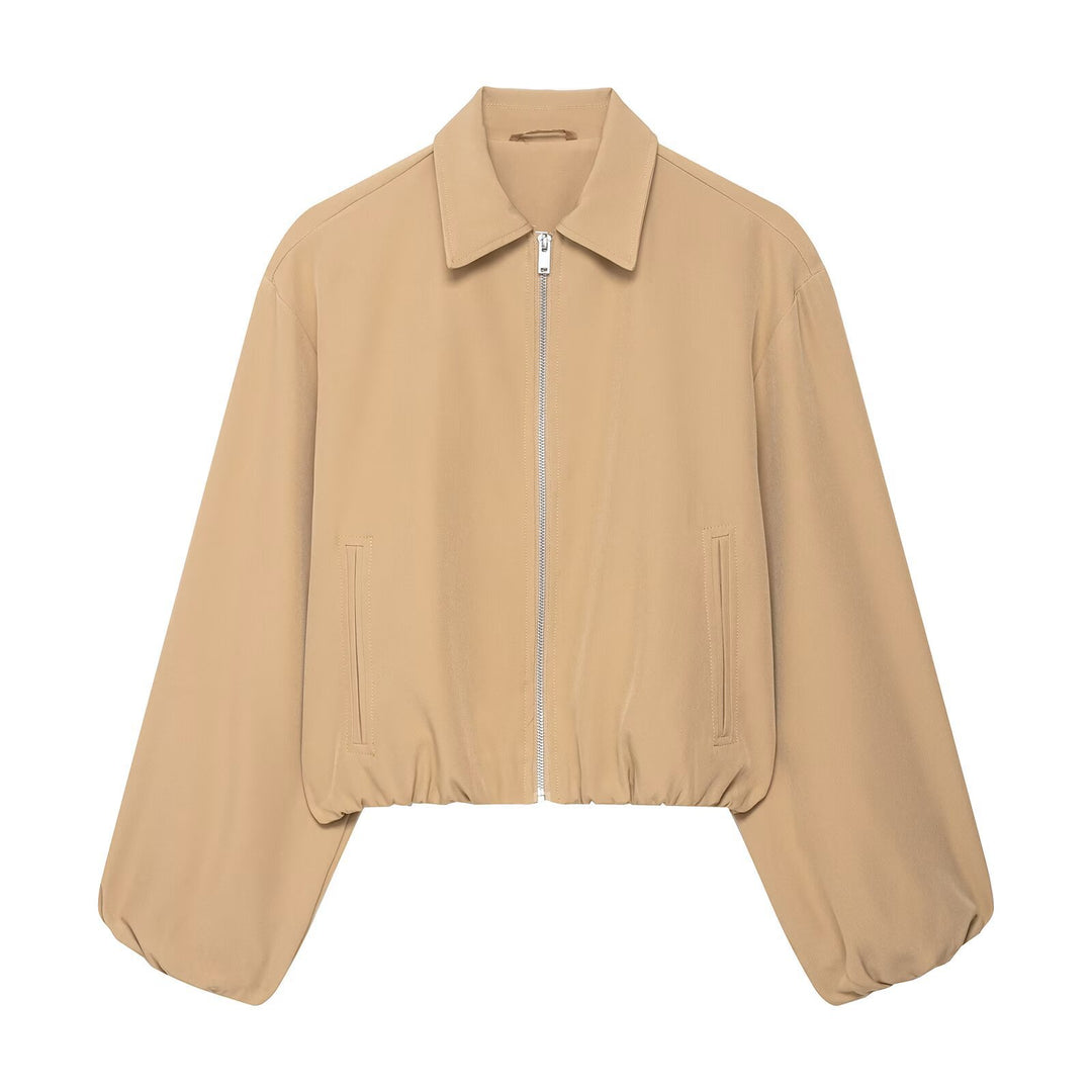 Damen modische Übergangsjacke mit Trend-Design und elastischem Bund Drune