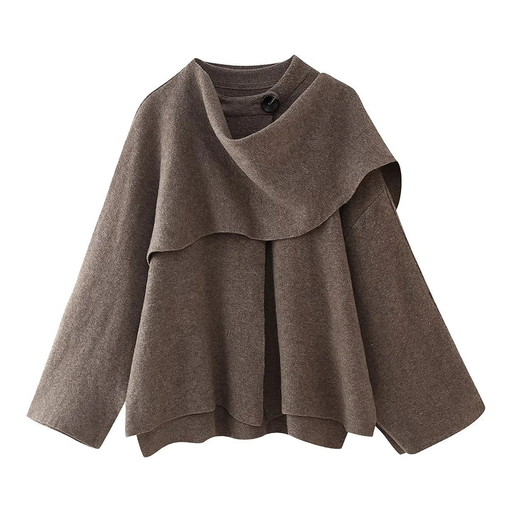 Damen modische Oversized-Jacke mit asymmetrischem Schnitt und schickem Stehkragen Drune