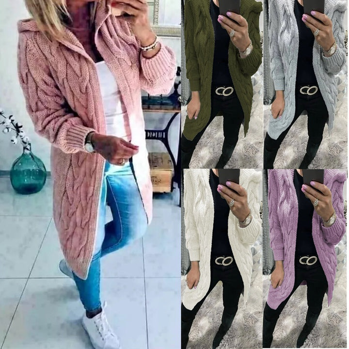 Damen Strickjacke mit tiefen Taschen und kunstvollem Zopfdesign Drune