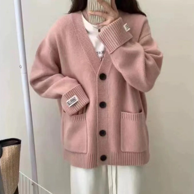 Damen Strickjacke mit lässigem Schnitt und großen Taschen Drune