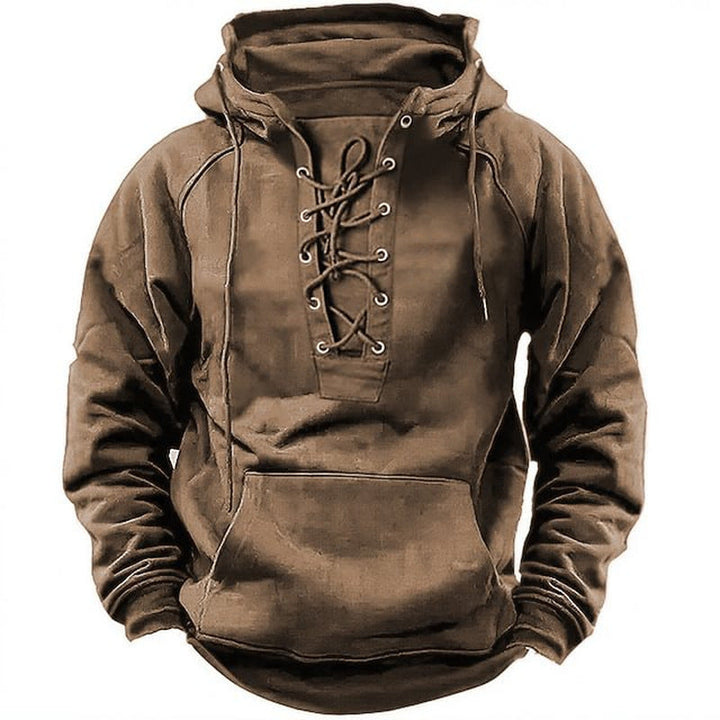 Herren Kapuzenpullover mit modernem Schnürdesign und weichem Innenfutter Drune