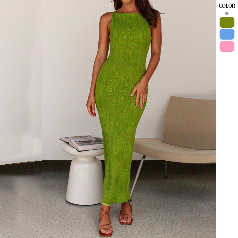 Damen Maxikleid mit schickem Rippdesign und figurbetonender Silhouette Drune