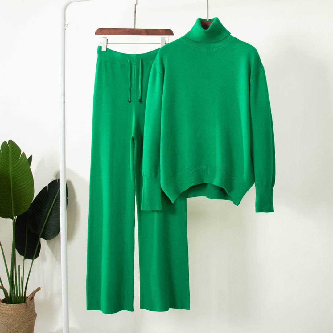 Damen Lässiges Strick-Set mit hohem Kragen und weitem Schnitt Drune