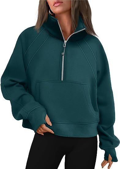 Damen Sportlicher Hoodie mit hohem Kragen Drune