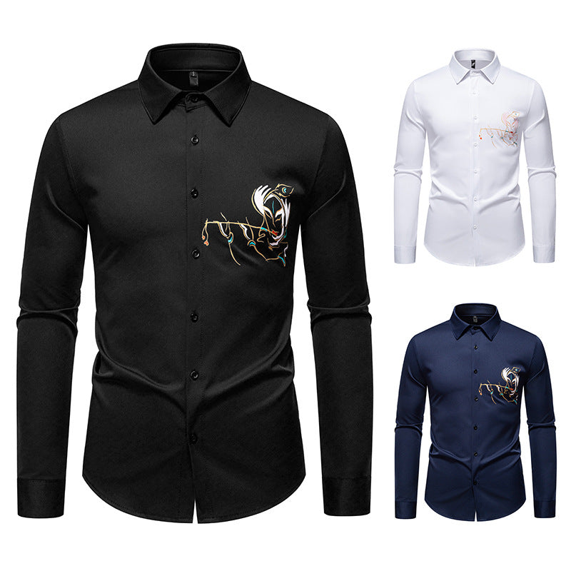 Herren Langarmhemden mit einzigartigem Stickdesign Drune