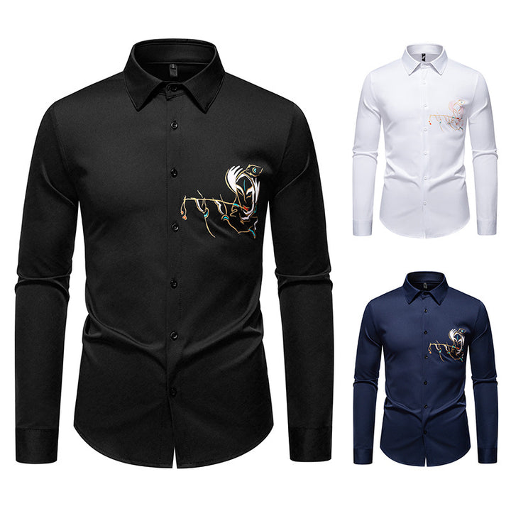 Herren Langarmhemden mit einzigartigem Stickdesign Drune
