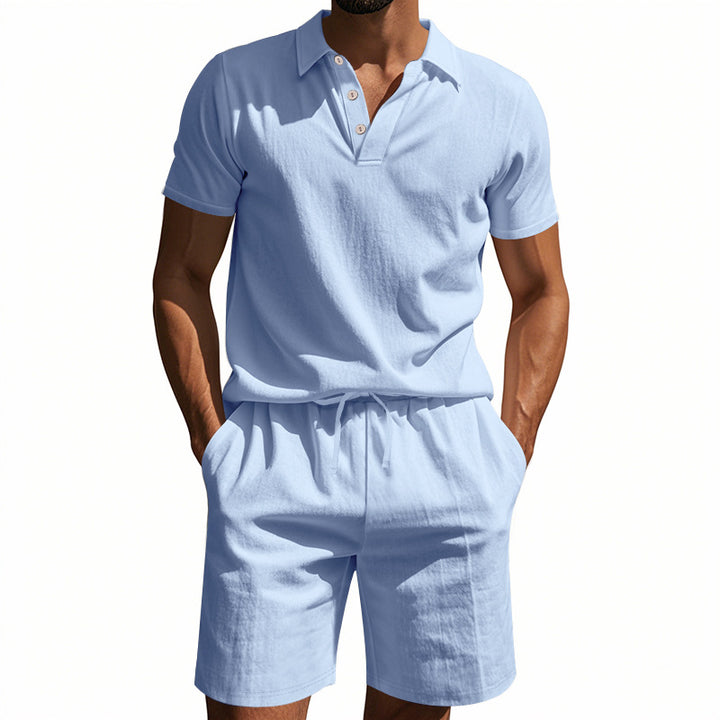 Herren lässiges Poloshirt und Shorts Set Drune