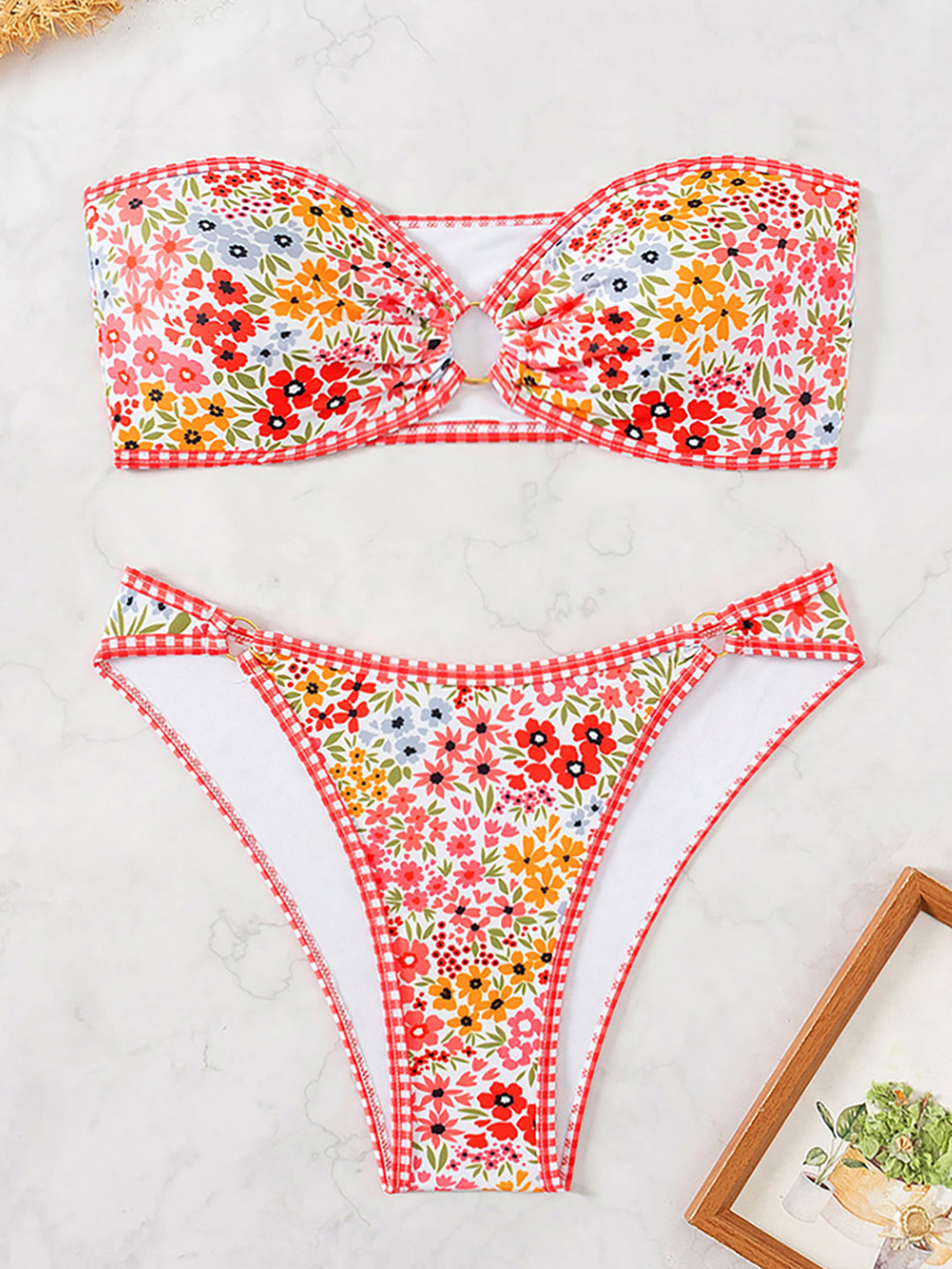 Damen Bandeau Badeanzug Set Drune