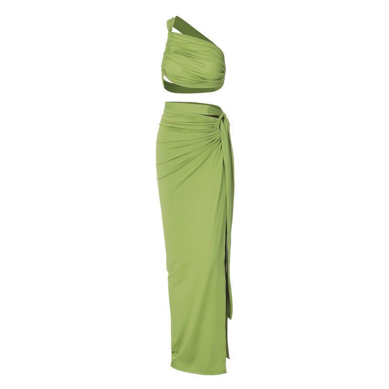 Damen Elegantes Wickelkleid mit asymmetrischem Ausschnitt Drune