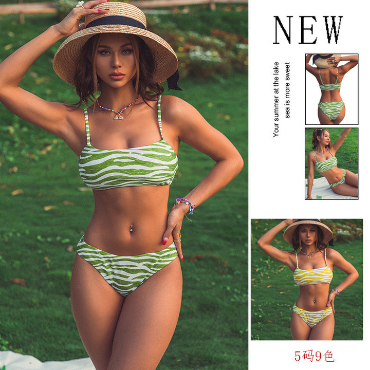 Damen Zweiteiliger Bikini mit trendigem Zebra-Design Drune