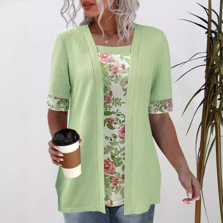 Damen lässige Cardigan mit floralem Innenfutter Drune