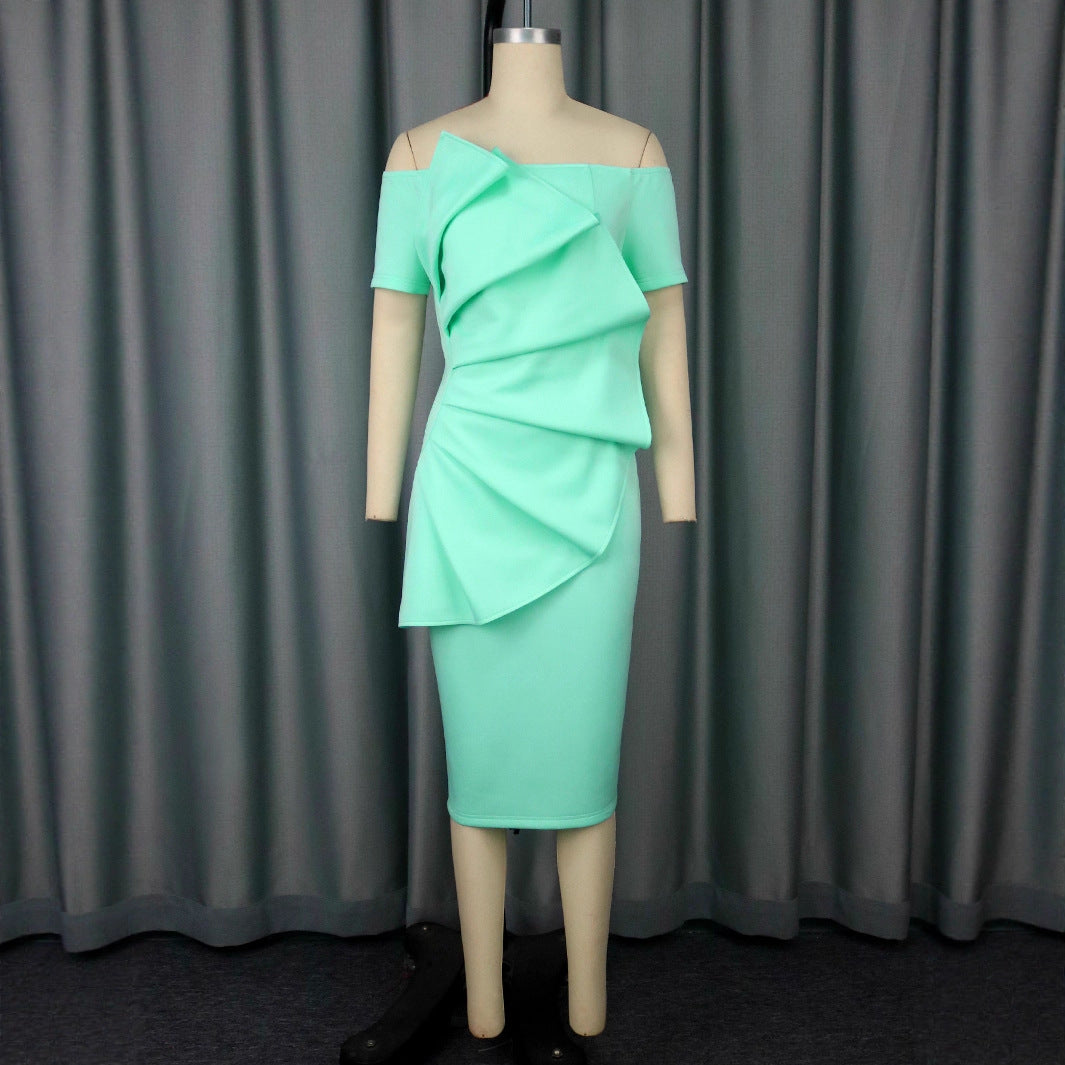 Damen Elegantes Wickelkleid mit asymmetrischem Design und Drapierungen Drune