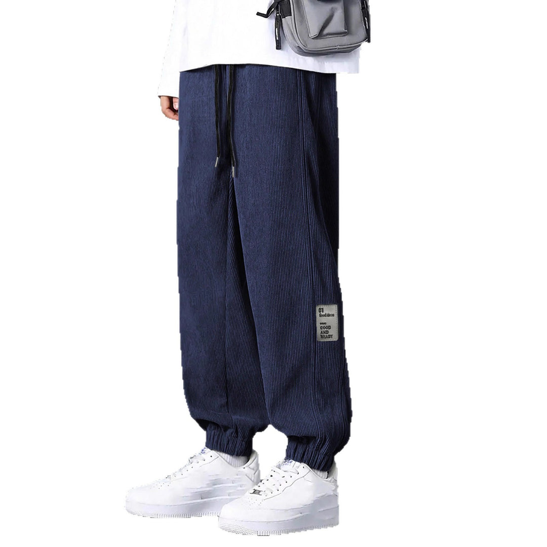 Herren nan Relax-Freizeithose aus feiner Breitkordstruktur mit Tunnelzug und elastischen Knöchelabschlüssen Drune