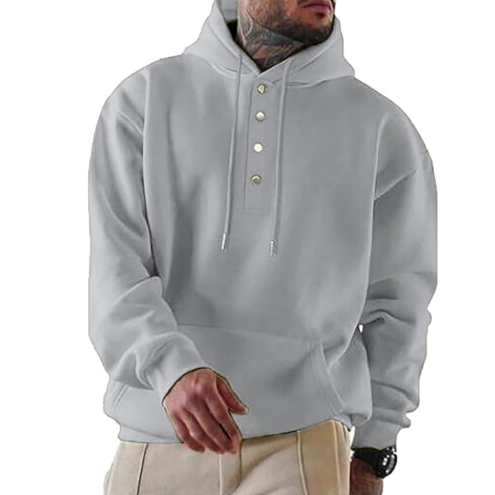 Herren Kapuzenpullover mit Knopfleiste und XXL-Passform Drune