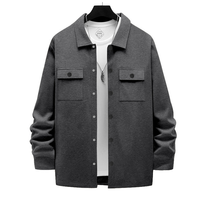 Herren nan Overshirt-Jacke mit Brustklappen, lockerer Passform und durchgehender Knopfleiste Drune