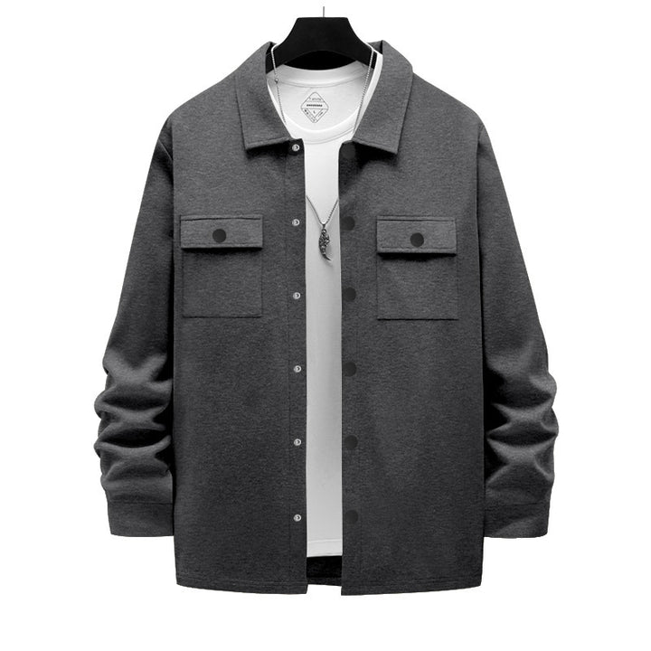Herren nan Overshirt-Jacke mit Brustklappen, lockerer Passform und durchgehender Knopfleiste Drune
