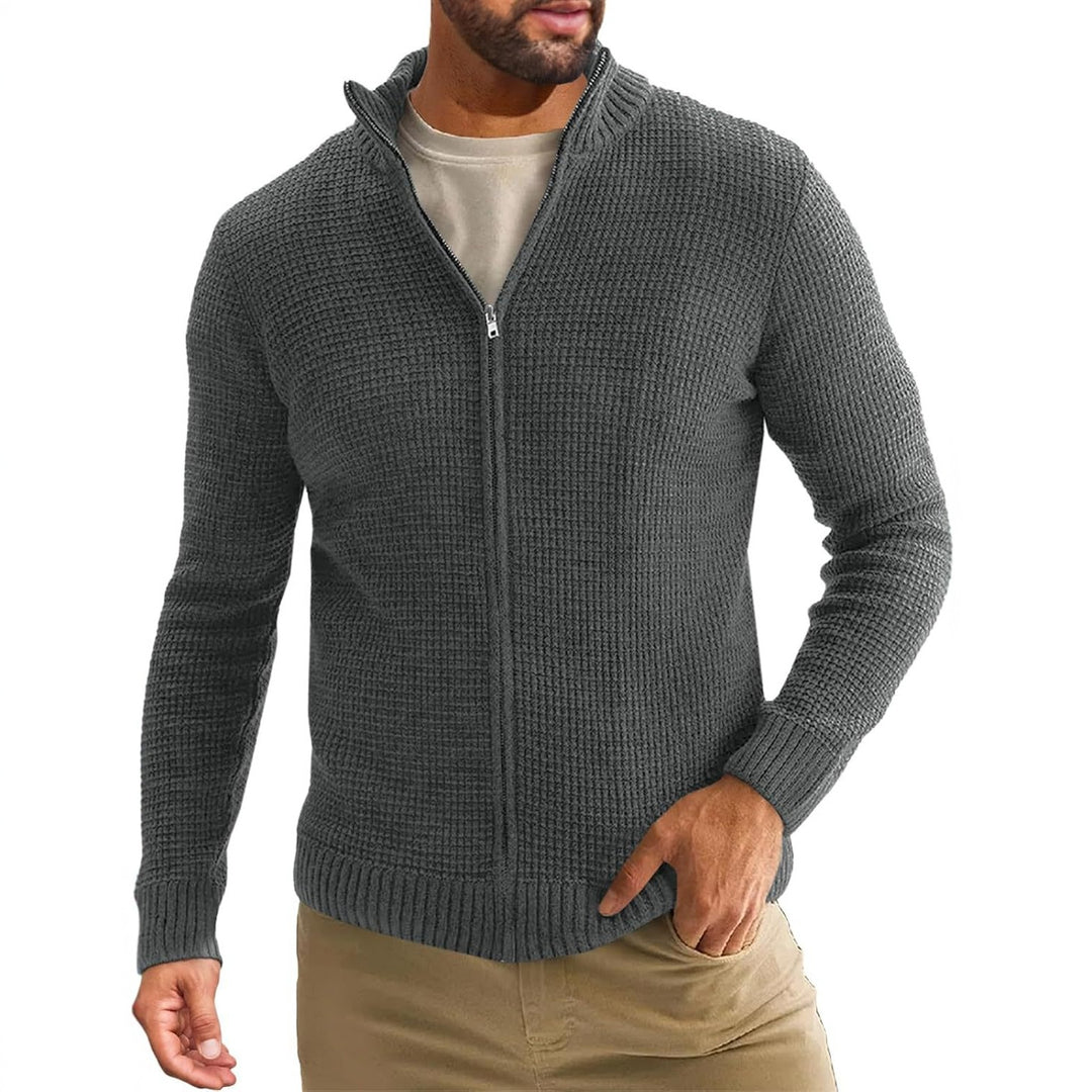 Herren Strickjacke mit hohem Kragen und praktischem Reißverschluss Drune