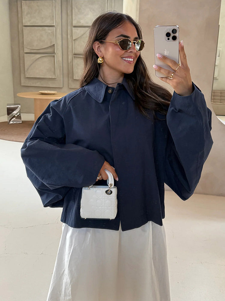 Damen Oversized Bluse mit dekorativen Puffärmeln Drune