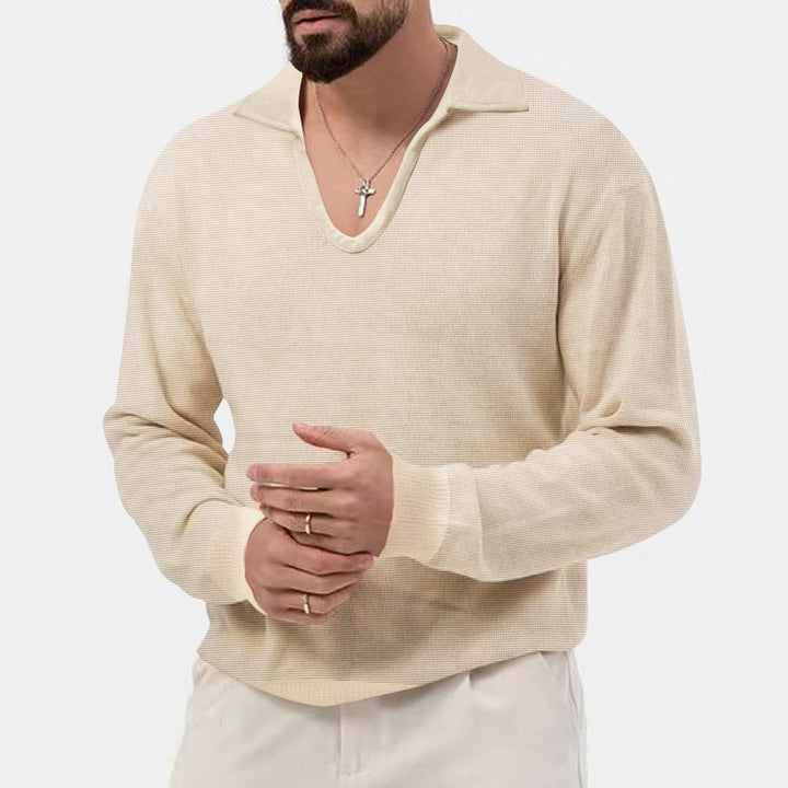 Herren eleganter Pullover mit V-Ausschnitt und strukturiertem Design Drune