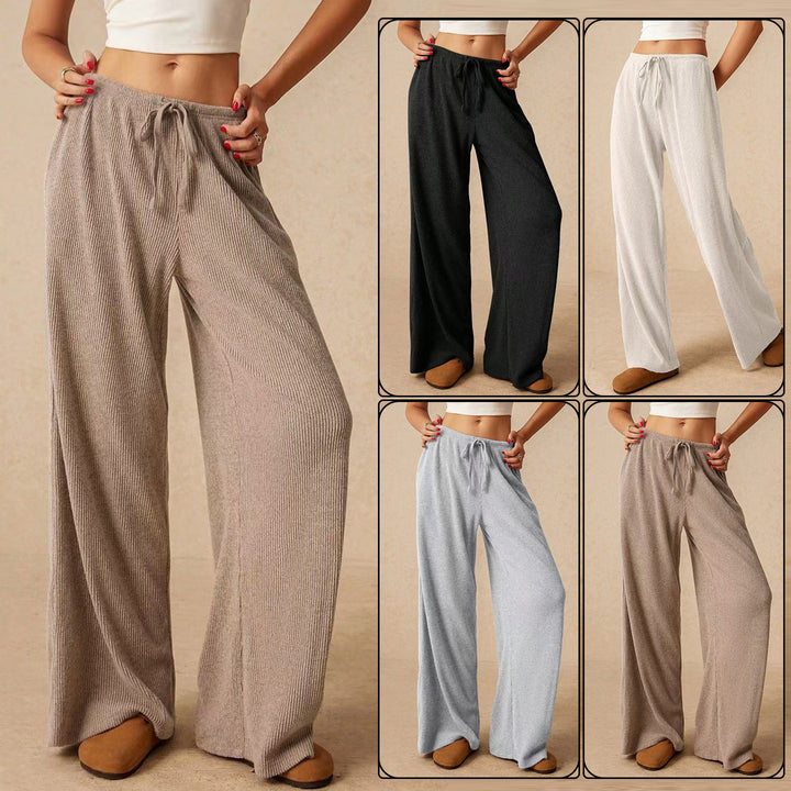 Damen weite Strickhose mit verstellbarem Bund und seitlichen Taschen Drune