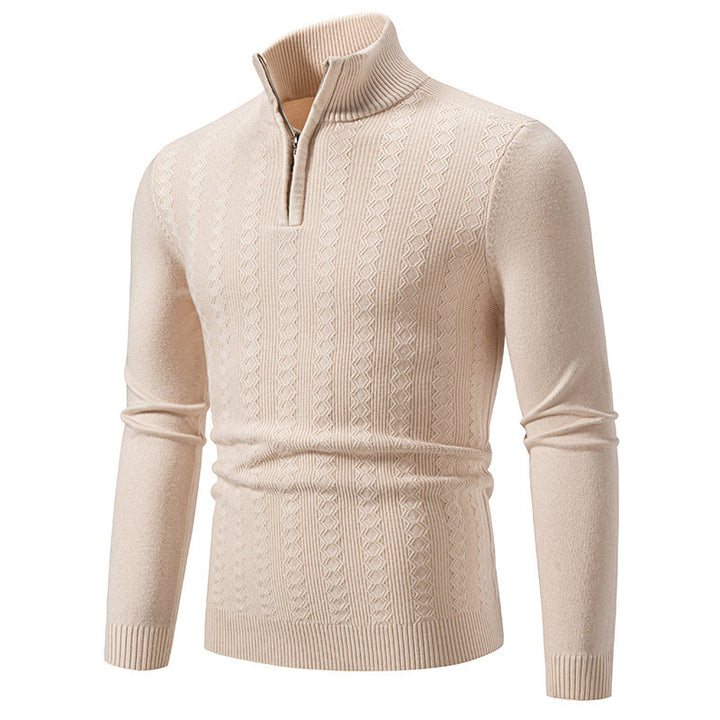 Herren Strickpullover mit Reißverschluss und grafischem Zopfmuster Drune