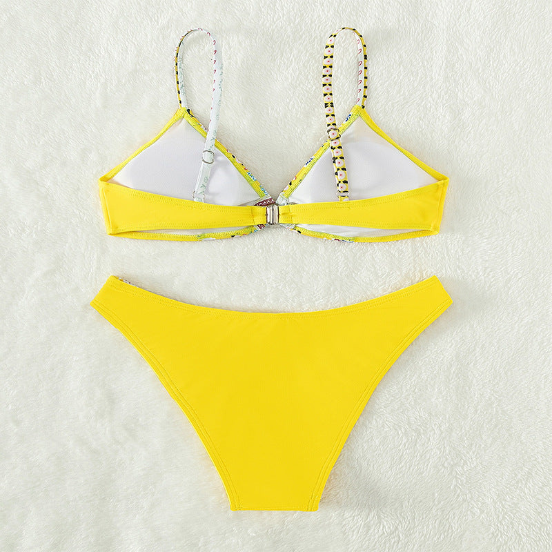 Damen Bikini mit verstellbaren Trägern und raffiniertem Floral-Design Drune