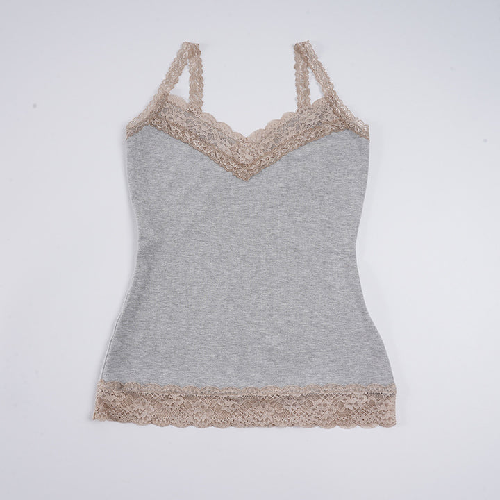 Damen Spaghettiträgershirt mit Spitze Drune