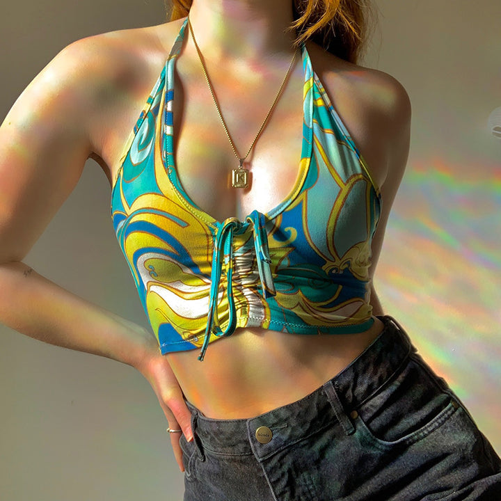 Damen trägerloses Crop-Top mit dekorativem Knoten Drune