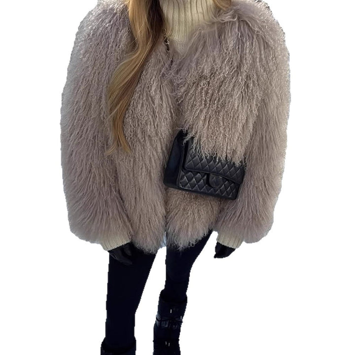 Damen Kunstfelljacke mit voluminösen Ärmeln Drune