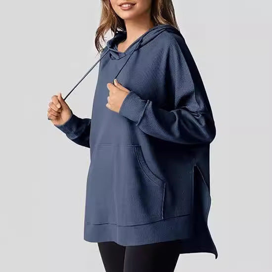 Damen Oversized Kapuzenpullover mit praktischen Eingrifftaschen und hochwertigem Strukturstoff Drune