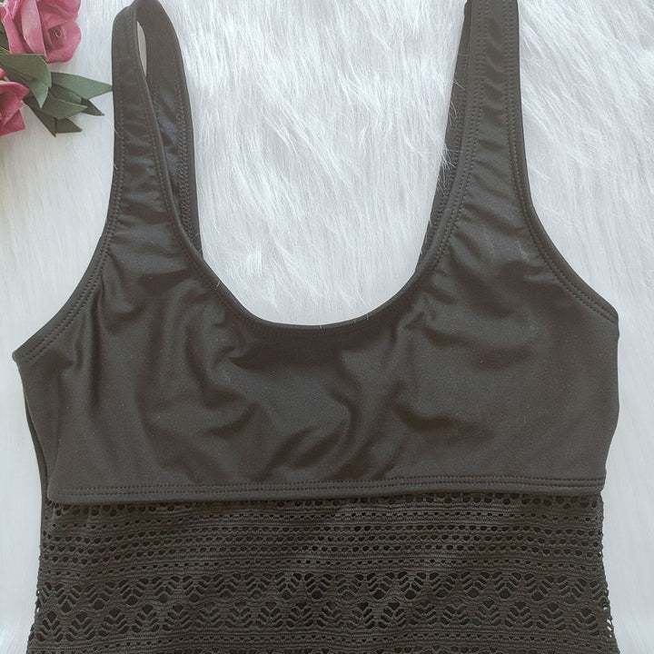 Damen Eleganter Einteiler-Badeanzug mit Spitzenakzenten Drune