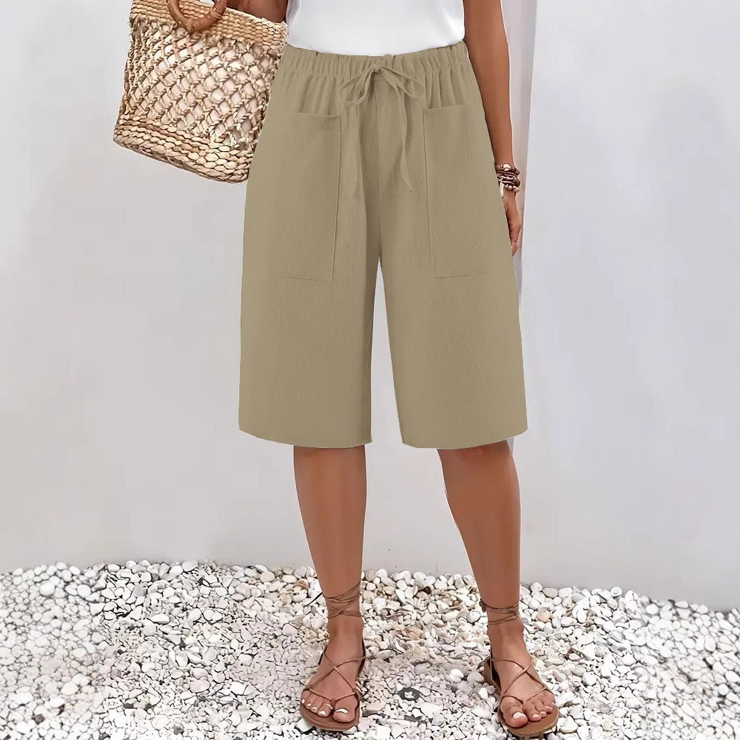 Damen lässige Culotte-Shorts mit elastischem Bund und praktischen Seitentaschen Drune