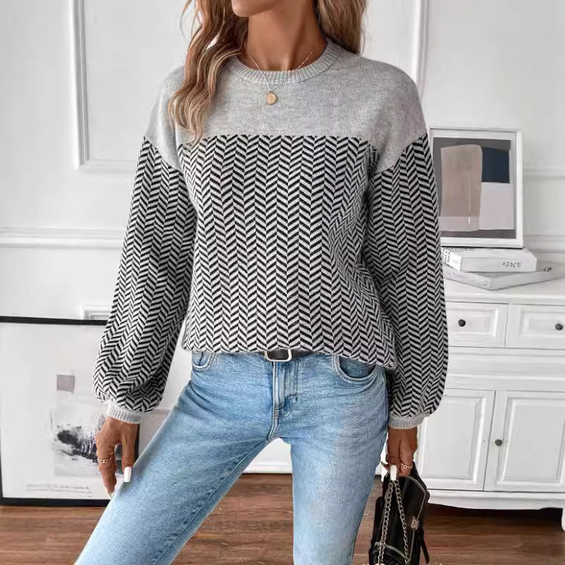 Damen Strickpullover mit modernem Zickzackmuster und lässigem Schnitt Drune
