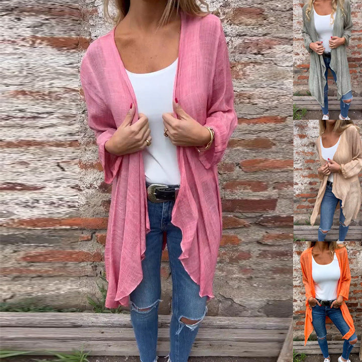 Damen Longcardigan mit fließendem Schnitt und eleganten Raffungen Drune