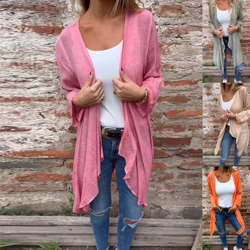 Damen Longcardigan mit fließendem Schnitt und eleganten Raffungen Drune
