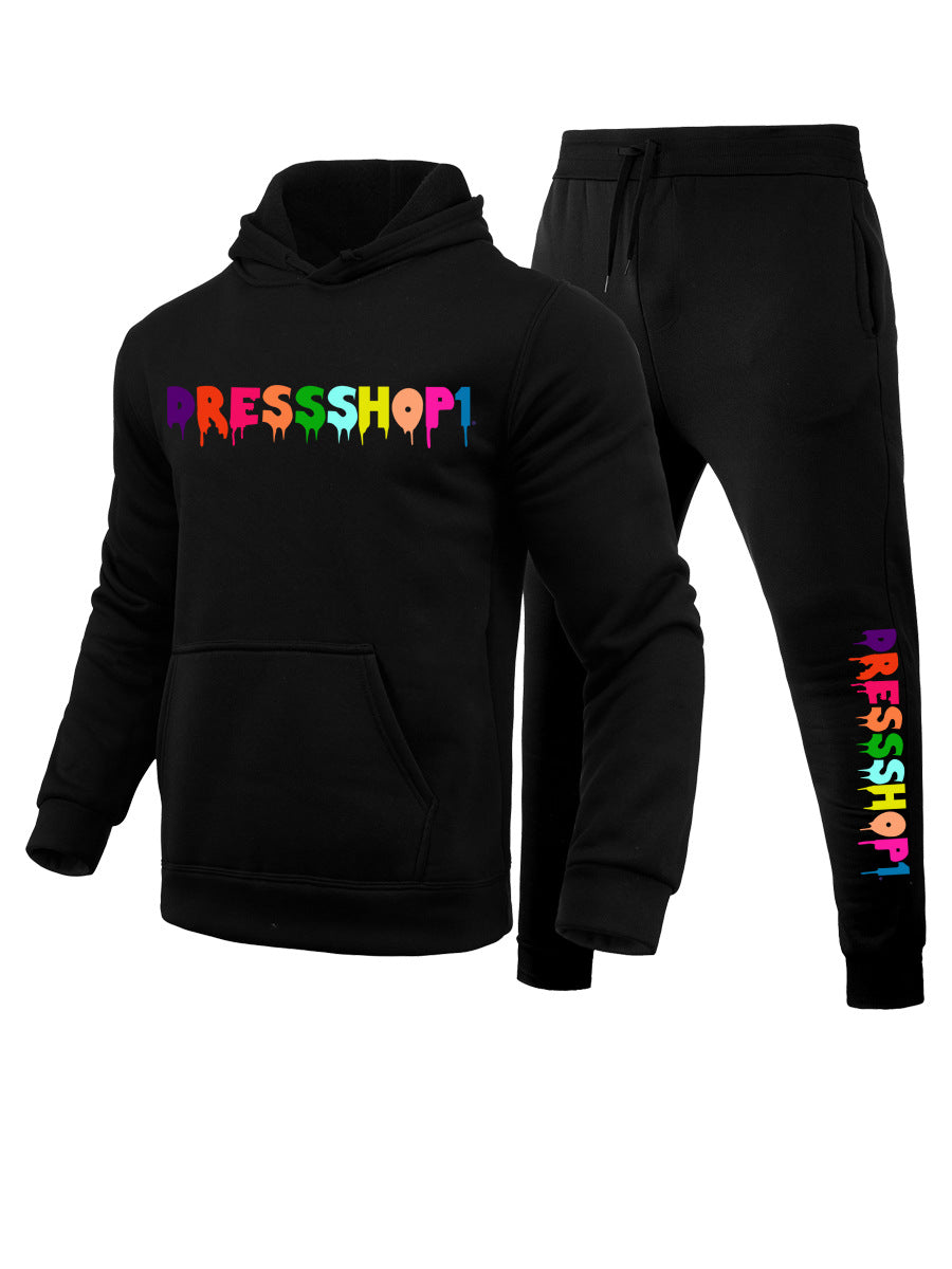 Herren Hoodie und Jogginghose Set mit modernem Farbverlauf Druck Drune