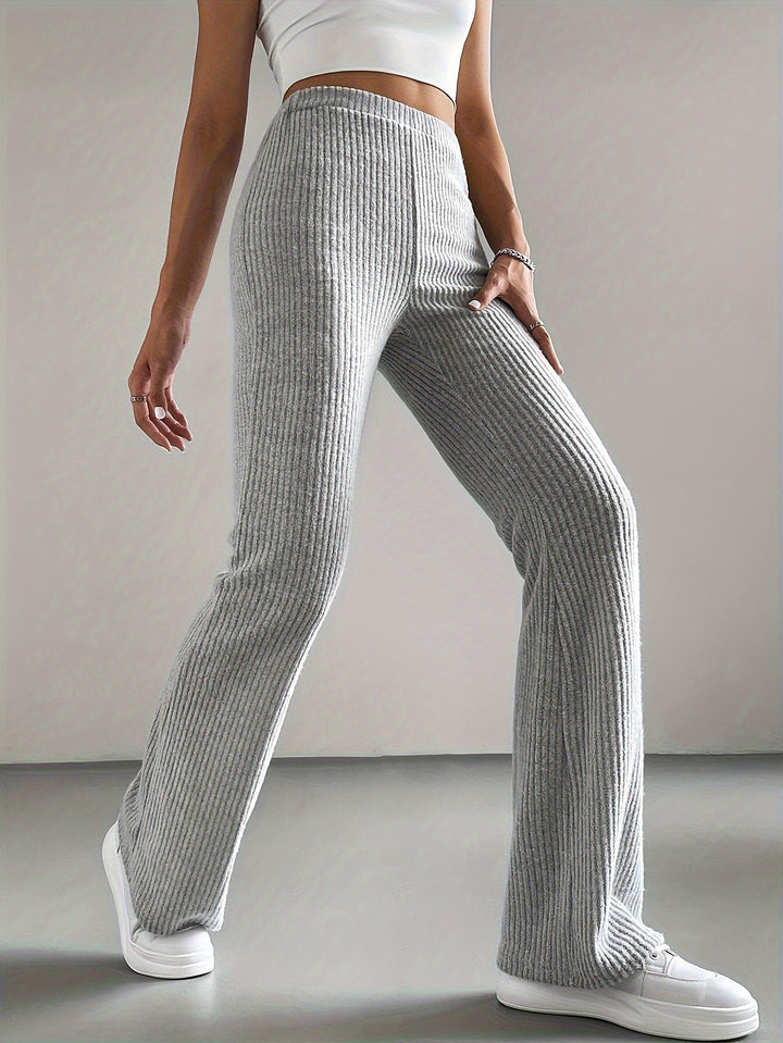 Damen Hochtaillierte Flared-Hose mit Rippstruktur Drune