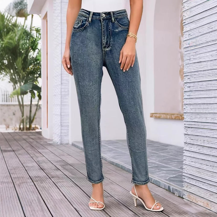 Damen Slim-Fit Jeans mit modernem Used-Effekt und hoher Taille Drune