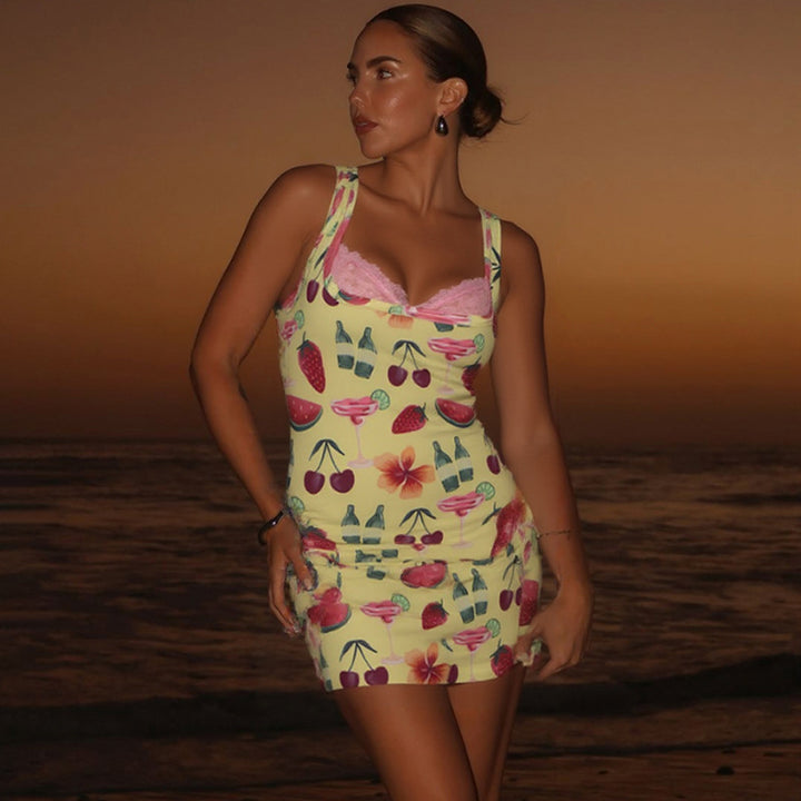 Damen Enges Tiermuster-Kleid mit transparenten Einsätzen Drune