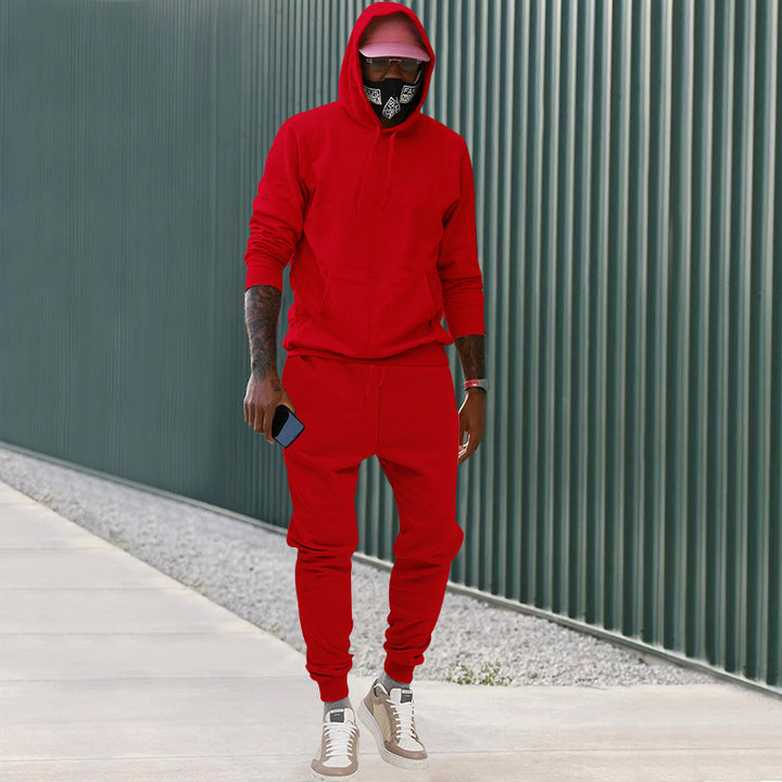Herren nan lässiges Hoodie- und Jogging-Set aus French Terry mit Kängurutasche, gerippten Bündchen und elastischem Tunnelzugbund Drune