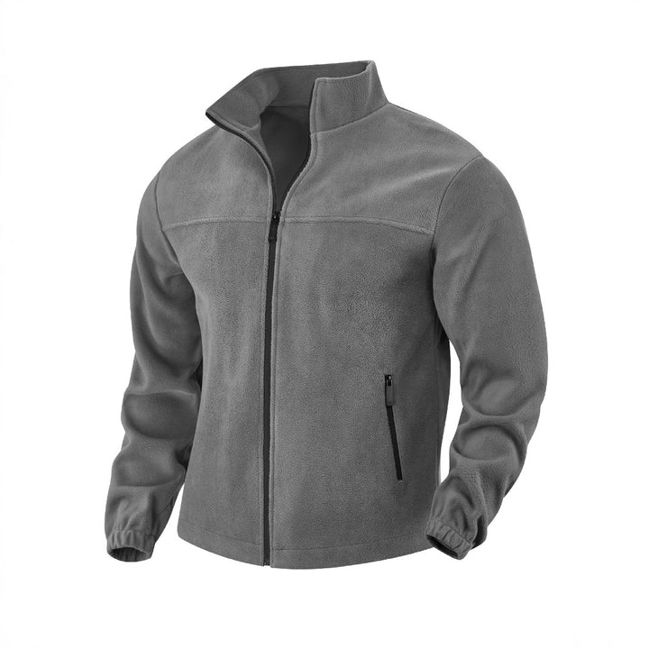 Herren nan warme Fleecejacke mit Reißverschluss, Stehkragen und Reißverschlusstaschen Drune
