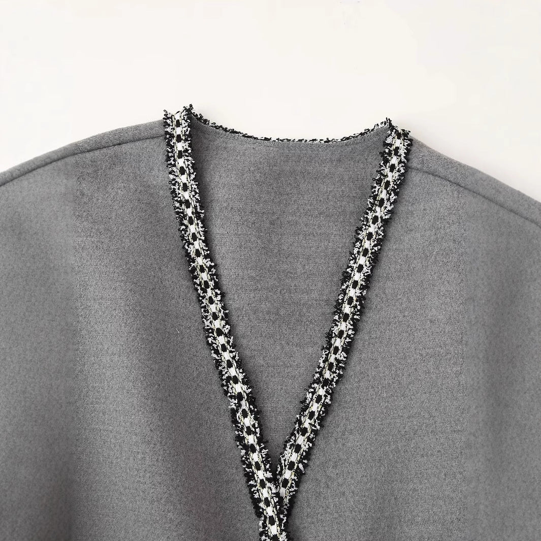 Damen lässiger Cardigan mit praktischen Taschen und eleganter Schnürung Drune