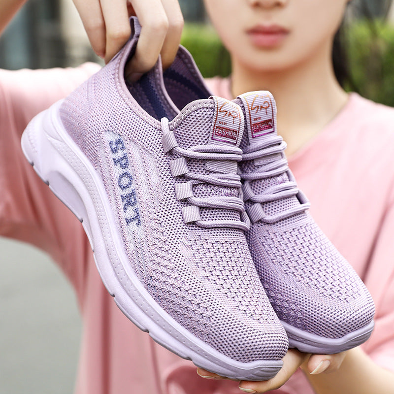 Damen nan atmungsaktive Strick-Sport-Sneaker mit elastischem Einstieg, gepolsterter Innensohle und flexibler EVA-Dämpfung Drune