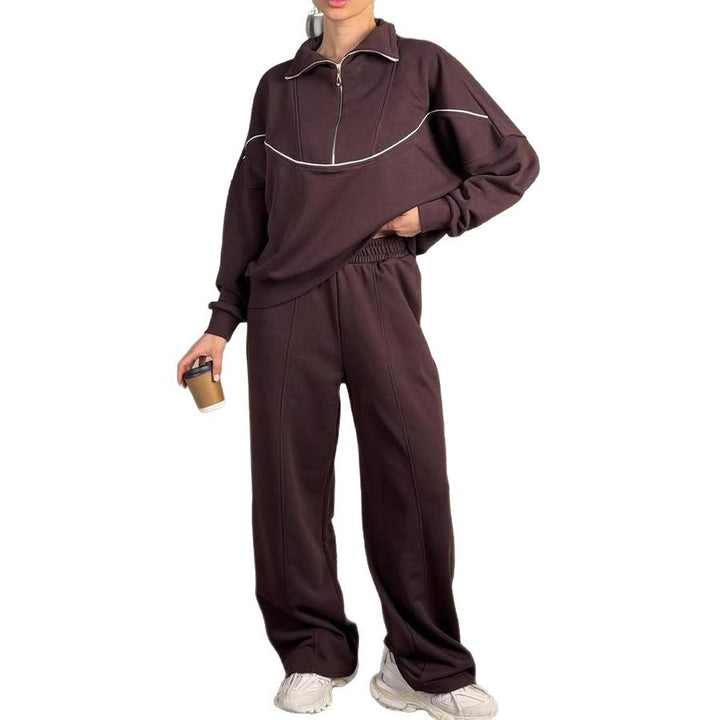 Damen Fleece Trainingsanzug mit Reißverschluss Drune