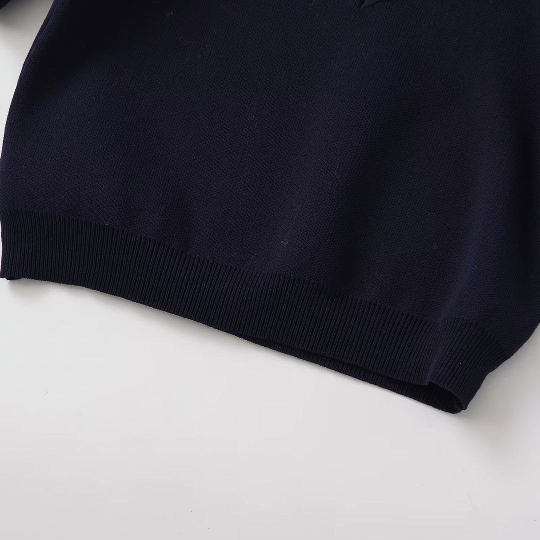 Damen Baumwollpullover mit herzförmigem Ausschnitt und modischen Puffärmeln Drune