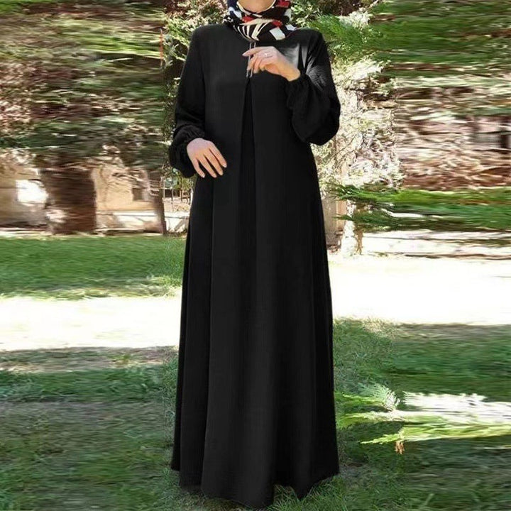 Damen Maxikleid mit elegantem Stehkragen und angeschnittenen Ärmeln Drune