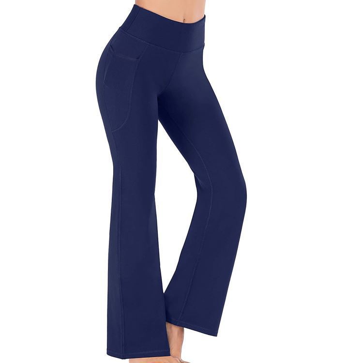 Damen Hochtaillierte Bootcut-Yoga-Hose mit praktischen Taschen Drune