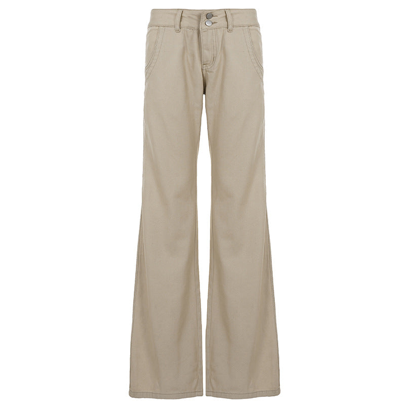 Damen lässige Flared Jeanshose mit hohem Bund und weitem Bein Drune